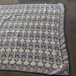 Elegant Blue and White Patterned Scarf